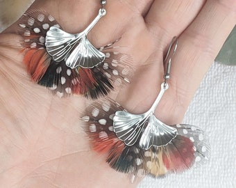 Boucles d'oreilles acier inoxydable et plumes.