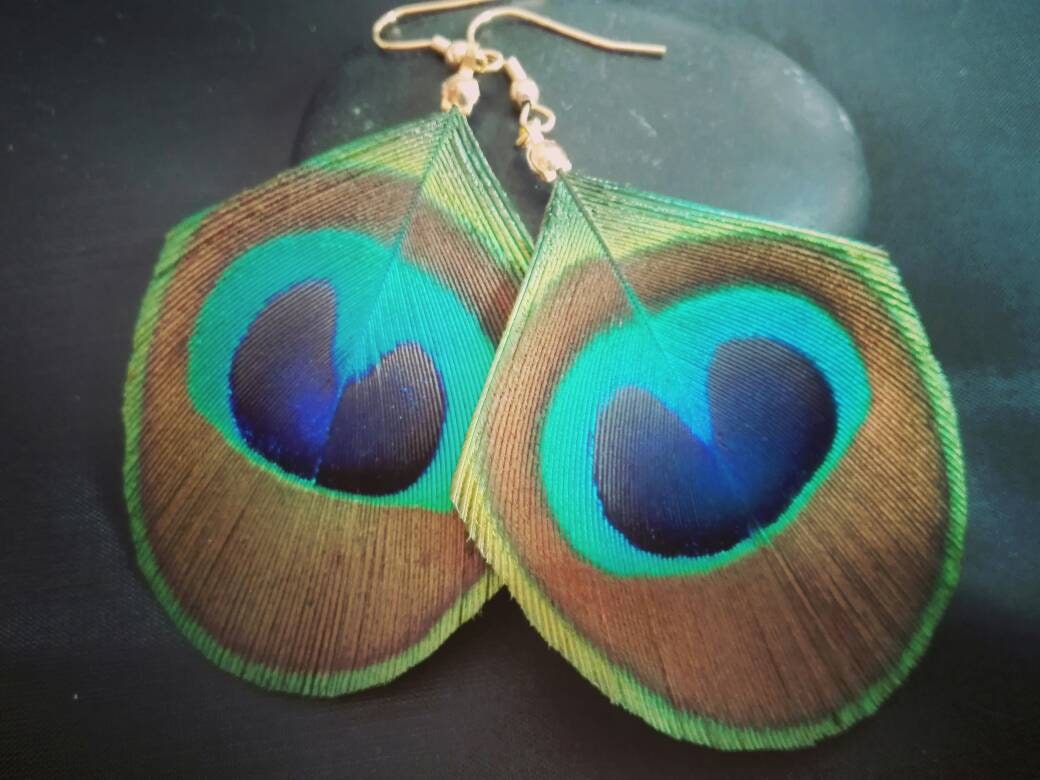 Boucles d'oreilles Plume de Paon or blanc | FR