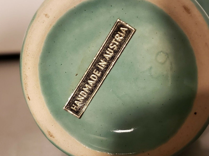 Mid Century Pottery Vases Made in Austria Teal With Etsy
