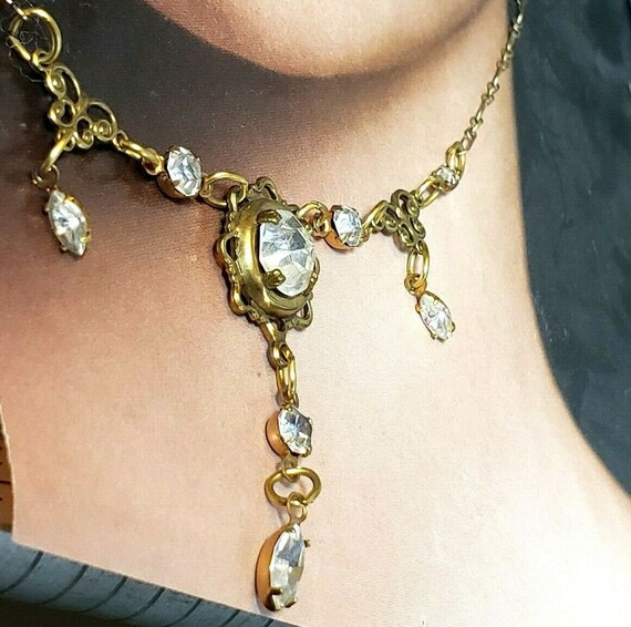 Vintage SADIE GREEN Necklace with CRYSTALS Art De… - image 1
