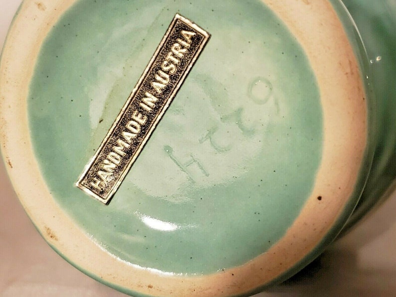 Mid Century Pottery Vases Made in Austria Teal With Etsy