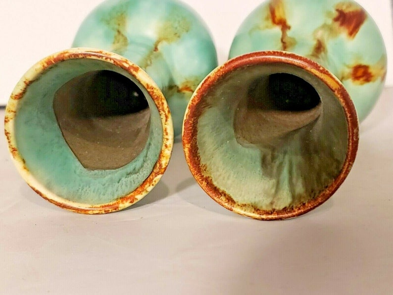 Mid Century Pottery Vases Made in Austria Teal With Etsy