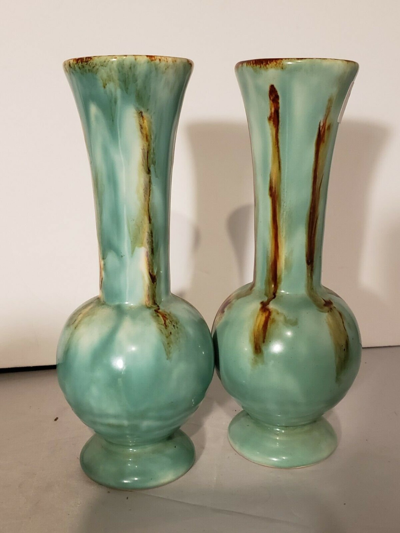 Mid Century Pottery Vases Made in Austria Teal with Etsy