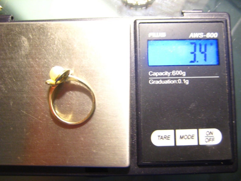 Vintage Ring 14K Yellow Gold Cultured 6.5mm Pearl Retro Style Size 7 3.4g