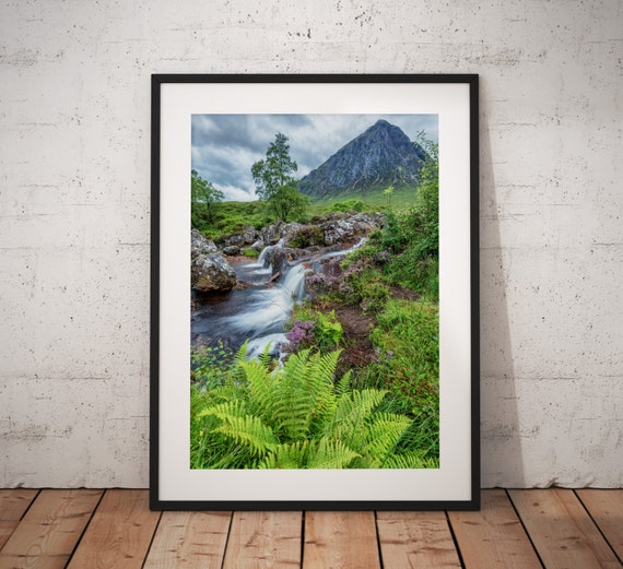 Scottish Landscape photo of Glencoe Highlands, Scotland , Mountains waterfall, Fern,sunrise Buachaille Etve Mor Wall Art