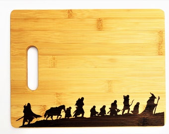 Lord of the Rings Fellowship of the Rings Cutting Board Foodie Funny Silly Witty Chef Cooking Gift