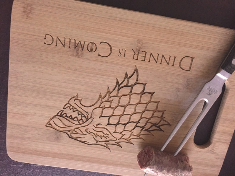 Dinner is Coming Funny Gift House Stark Game of Thrones Sustainable Bamboo Cutting Board