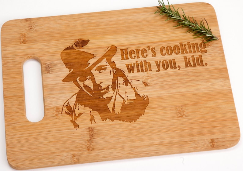 Here/'s Cooking With You Kid Bamboo Engraved Cutting Board Humphrey Bogart Casablanca Funny Romantic Looking Valentine/'s Day Gift