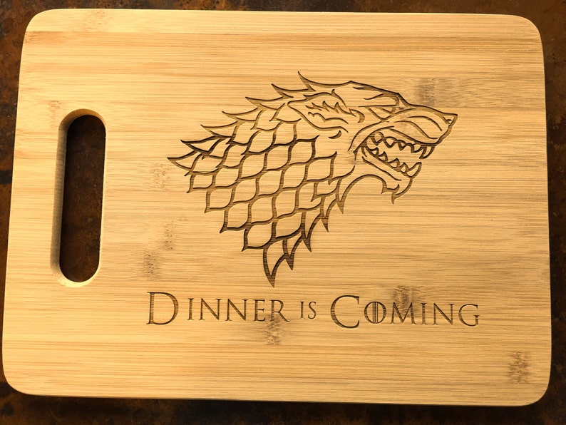 Dinner is Coming Funny Gift House Stark Game of Thrones Sustainable Bamboo Cutting Board