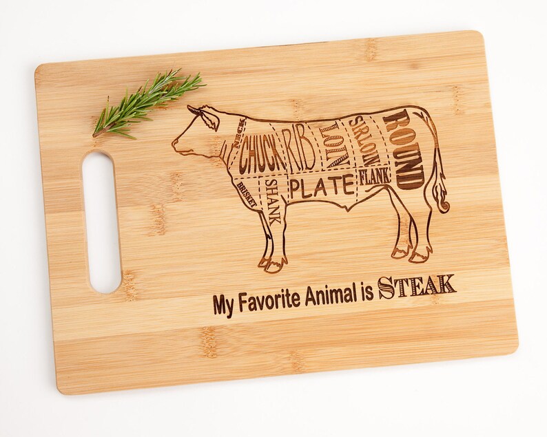Cuts of Beef Bamboo Cutting Board Favorite Animal is Steak Etsy