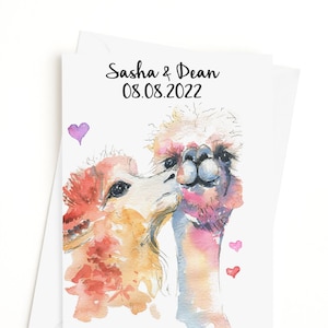 Biglietto di San Valentino personalizzato con lama per sposi e sposi - Anniversario personalizzato o celebrazione del giorno delle nozze