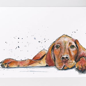 Carte de fête des pères hongroise Vizsla de chien, carte de papa chien - intérieur vierge