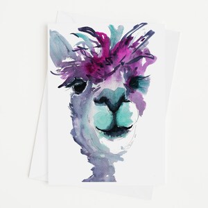 Biglietto di alpaca, biglietto di auguri di lama, biglietto di compleanno, biglietto per appunti, interno vuoto