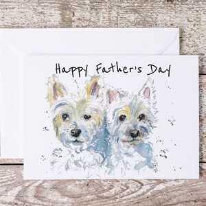 Biglietto personalizzato per la festa del papà dal cane, biglietto Westies per papà, biglietto West Highland Terrier, biglietti per cani - SPEDIZIONE GRATUITA nel Regno Unito