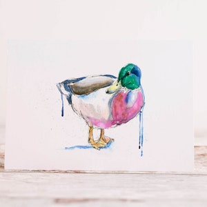 Duck Card, Mothers Day Card, Note cards,  Duck Birthday Card, Thank You Card, Colourful Quirky Art Greeting Card,  ** Blank Inside **