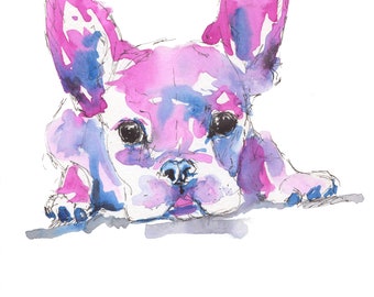 Pink French Bulldog Print - French Bulldog Gifts - French Bulldog Art - Frenchie Print, Dog Print, Dog Wall Art, Pink Wall Art A4 A3 Size