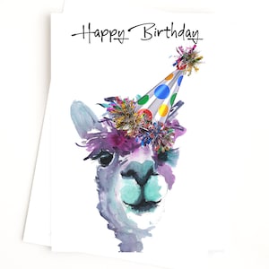 Carte d'anniversaire de lama, carte de voeux drôle d'alpaga, intérieur vide pour votre propre salutation