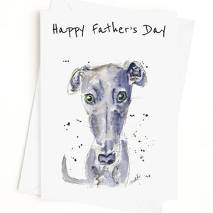 Gepersonaliseerde vadersdagkaart, Whippet-kaart, hondenkaart, kaart van de hond, blanco binnenkant - optionele tekst