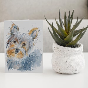 Yorkie Karte, Yorkshire Terrier, Hund Geburtstagskarte, personalisierte Geburtstagskarte, Karte vom Hund, Notizkarte, innen leer