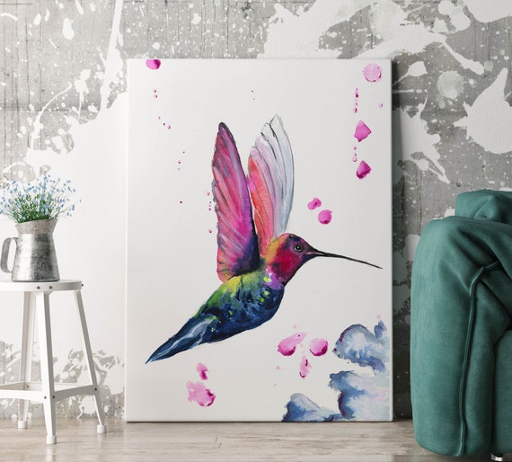 Hummingbird Canvas Large Wall Art Of Watercolour - Large Hummingbird Wall Art Hummingbird Canvas Large Wall Art Of Watercolour - Large Hummingbird Wall Art