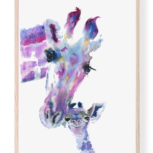 Ilustración de pintura para pared con estampado de jirafa - Impresión giclée A3 A4