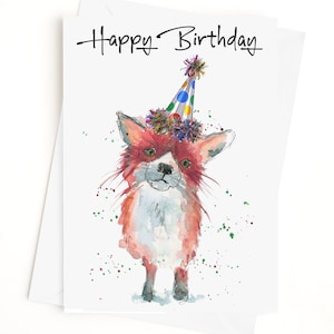 Carte d'anniversaire renard, carte Fo drôle, intérieur vierge pour vos propres voeux