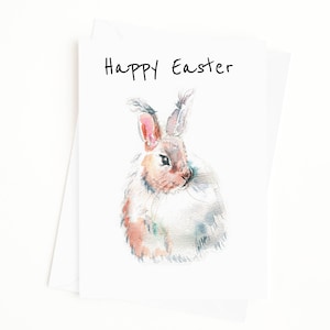 Carte lapin de Pâques, lapin angora, carte Joyeuses Pâques, carte de vœux vierge, carte pour maman, impression lapin - violoncelle biodégradable 5 » x 7 »