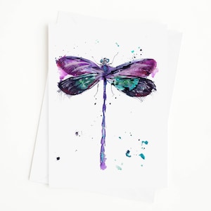 Biglietto libellula, Biglietto artistico libellula, Biglietto di ringraziamento, Biglietto per appunti, Biglietto vuoto