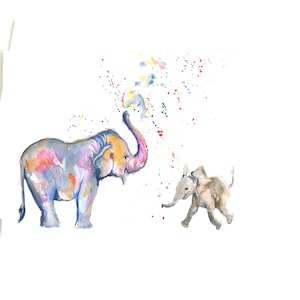 Carte éléphant, carte de voeux éléphants, carte de remerciement, carte de correspondance, intérieur vierge - pochette en cellophane biodégradable