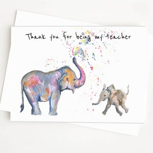 Olifant bedankkaart leraar, gepersonaliseerde kaart voor leraar, aangepaste wenskaart met olifant - bedankt dat je mijn leraar bent