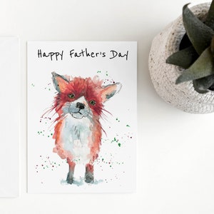 Carte de fête des pères Fox, carte de voeux personnalisée, intérieur vierge - Violoncelle biodégradable, carte écologique