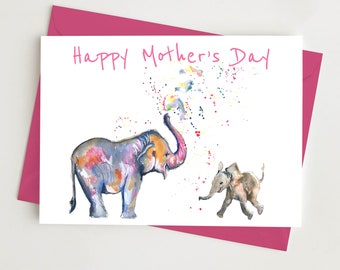 Elephant Card, Personalised Mothers Day Card, Card for Mum, Card from Daughter - Blank Inside