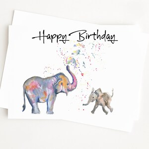 Carte d'anniversaire éléphant, carte de voeux drôle de maman, intérieur vierge pour vos propres voeux