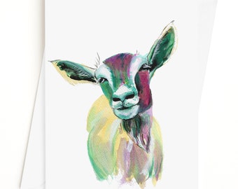 Goat Card,  Goat Birthday Card, Old Goat, Notecards, Thank You Cards, Blank Card - by Watercolour Artist Nikki Moksha