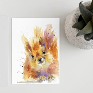 Eichhörnchen Geburtstagskarte, Wasserfarben Eichhörnchen Hinweis Karte, Isle of Wight Geschenke, Kunst Grußkarte, innen leer