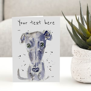 Carte Whippet personnalisée, carte d'anniversaire de chien, intérieur vierge - texte facultatif
