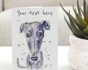 Personalised Whippet Card, Dog Birthday Card, Blank Inside - Optional Text