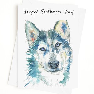 Carte fête des pères Husky, carte personnalisée, carte chien husky sibérien, carte père chien, carte de correspondance, carte vierge
