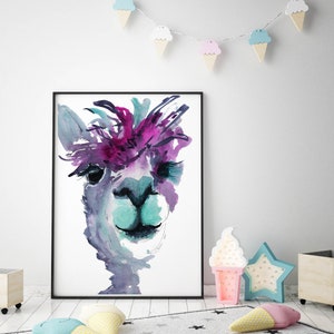 Llama Print, Llama Decor, Llama Gifts, Alpaca Gifts, Alpaca Print, Nursery Wall Art, Wall Art Prints, Animal Prints, Office Wall Art - A3 A4