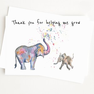 Lerarenkaart olifant, bedankt dat je me helpt groeien, bedankkaart - blanco binnenkant