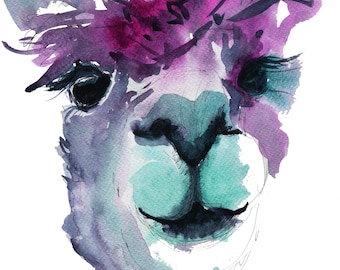 Llama Clipart, Watercolor Llama PNG,  Sublimation Designs Download, Watercolor Animals, DTG Designs, Printable Wall Art, Digital DOWNLOAD