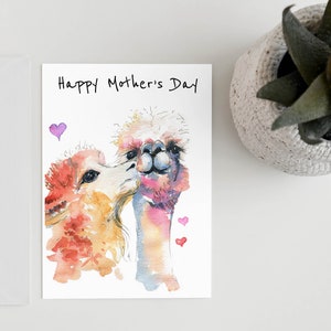 Gepersonaliseerde Moederdagkaart, Lamakaart, gepersonaliseerde kaart voor mama, bedankkaart, notitiekaart