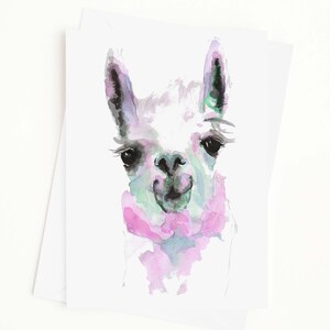 Llama Card, Alpaca Greeting Card, Birthday Card, Blank Inside