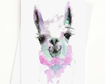 Llama Card, Alpaca Greeting Card, Birthday Card, Blank Inside