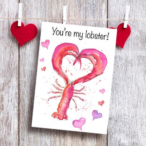 Biglietto di nozze You're My Lobster Card per il marito Biglietto per il marito il giorno del matrimonio - Cartoncino di alta qualità 5x7" - Busta bianca o rosa