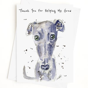 Carte de remerciement de professeur Whippet, merci de m'avoir aidé à grandir - Vierge à l'intérieur
