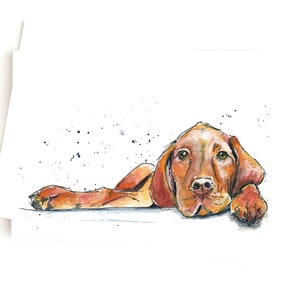 Vizsla Geburtstagskarte, ungarische Vizsla Grußkarte, personalisierte Geburtstagskarte, Valentinstagskarte vom Hund, Notizkarte, innen leer