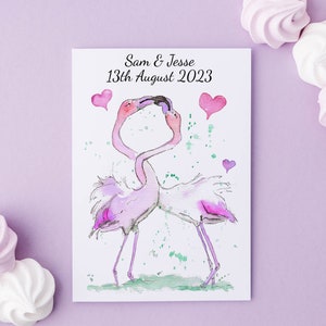 Flamingo Hochzeitskarte Personalisierte Tochter und Schwiegersohn Vogel Hochzeitskarte Kunst Grußkarte - innen leer