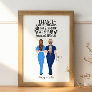 Best Friends Nurse Print, Colleague gift, Leaving Present, Personalised Picture, NHS Worker UNFRAMED