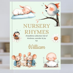 Personalised Nursery Rhyme Book – Custom Baby Gift | 1st Birthday Gift for Girl or Boy | Keepsake Book for Toddlers & Children